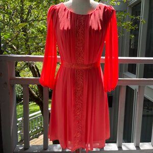 Jessica Simpson Pink Long Sleeve Chiffon Dress - Size 4